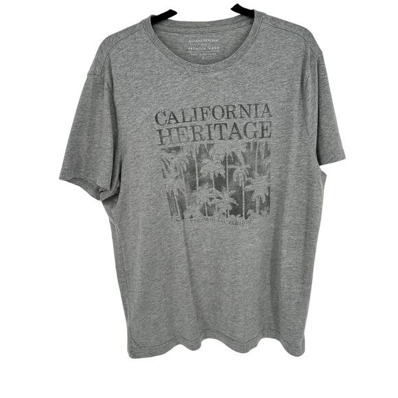 Banana Republic Gray Premium Wash Graphic Tee Black Print Breathable Casual L - Picture 1 of 6